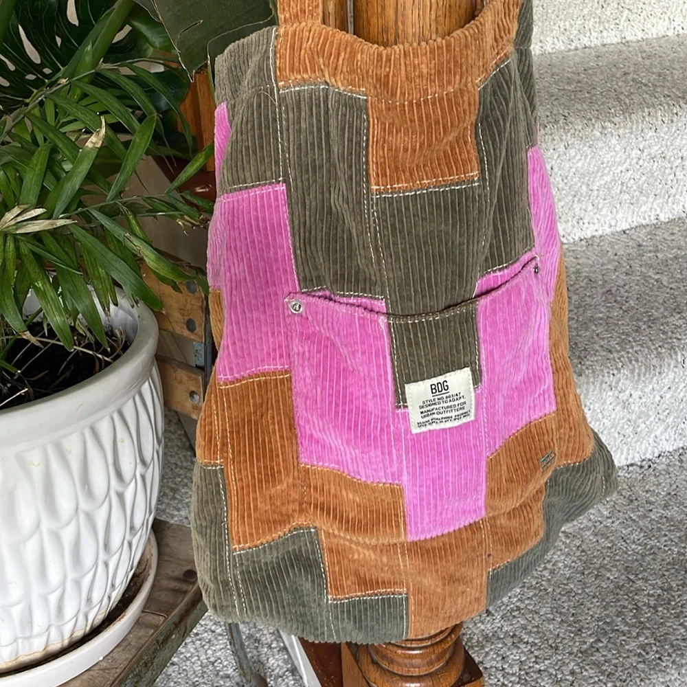 BDG Patchwork Tote Bag - Pink, Green, and Brown - Picture 3 of 14